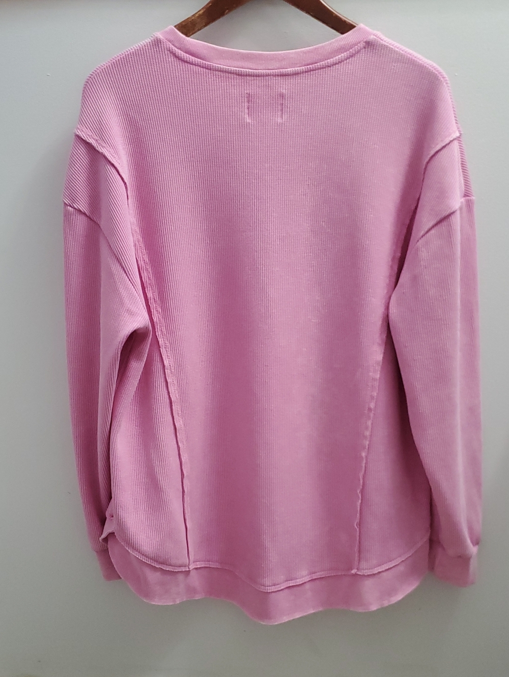 Sunnyside By Sundry Pink Waffle Knit Long Sleeve Pullover Size XL - Picture 7 of 9